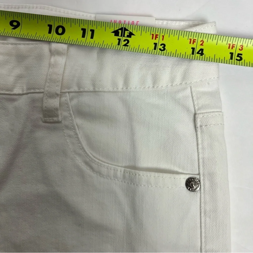 NWT JUSTICE Girl’s Bermuda White Shorts Sz 12 Plus Ripped/Torn Frayed Hem